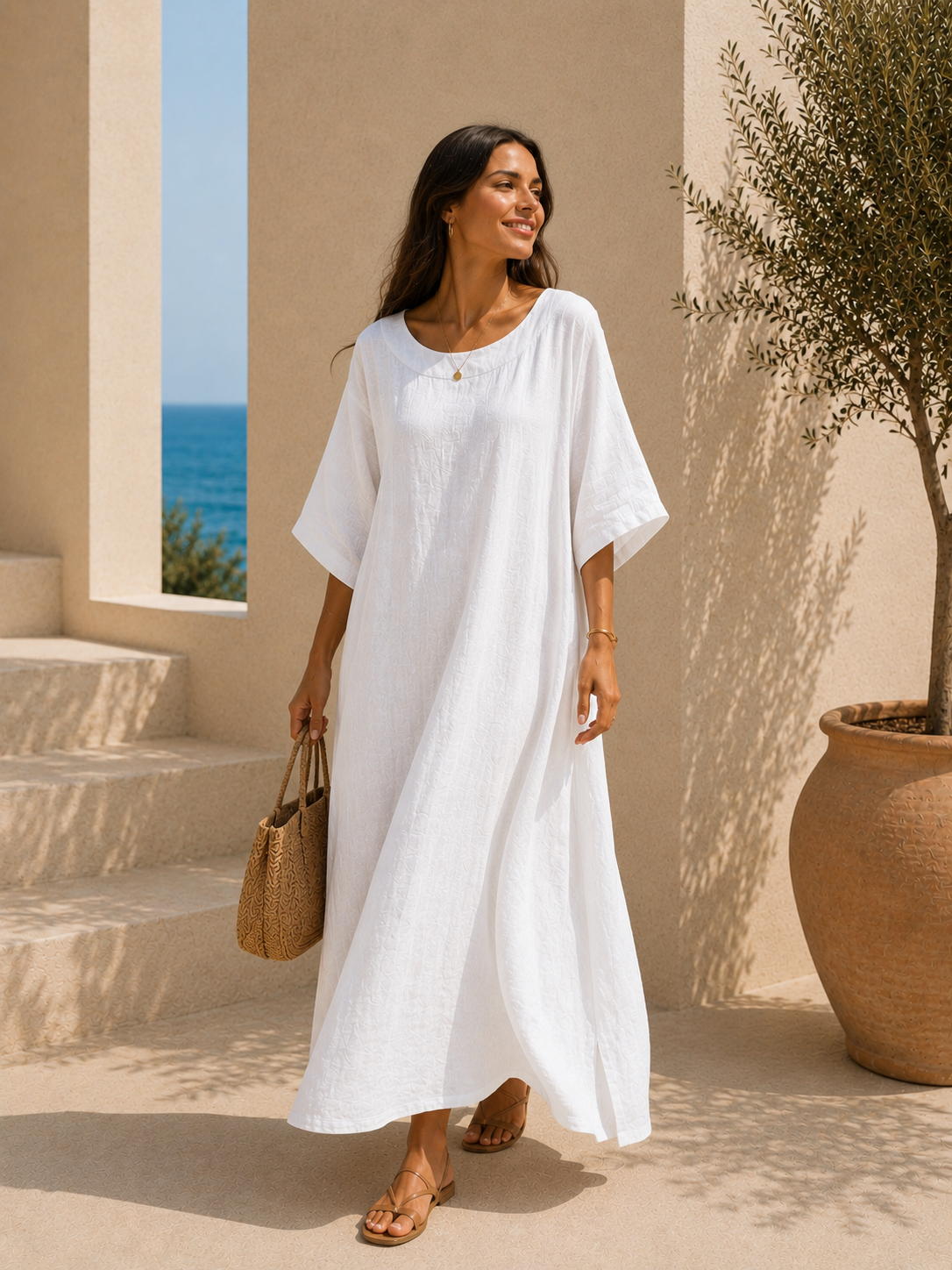 Atena linen dress white Atena linen dress white