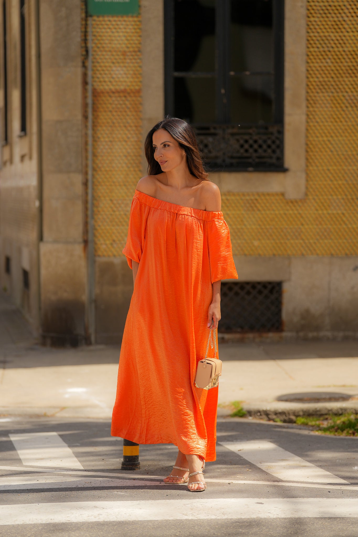 Kimberly Off Shoulder Maxi Dress Orange
