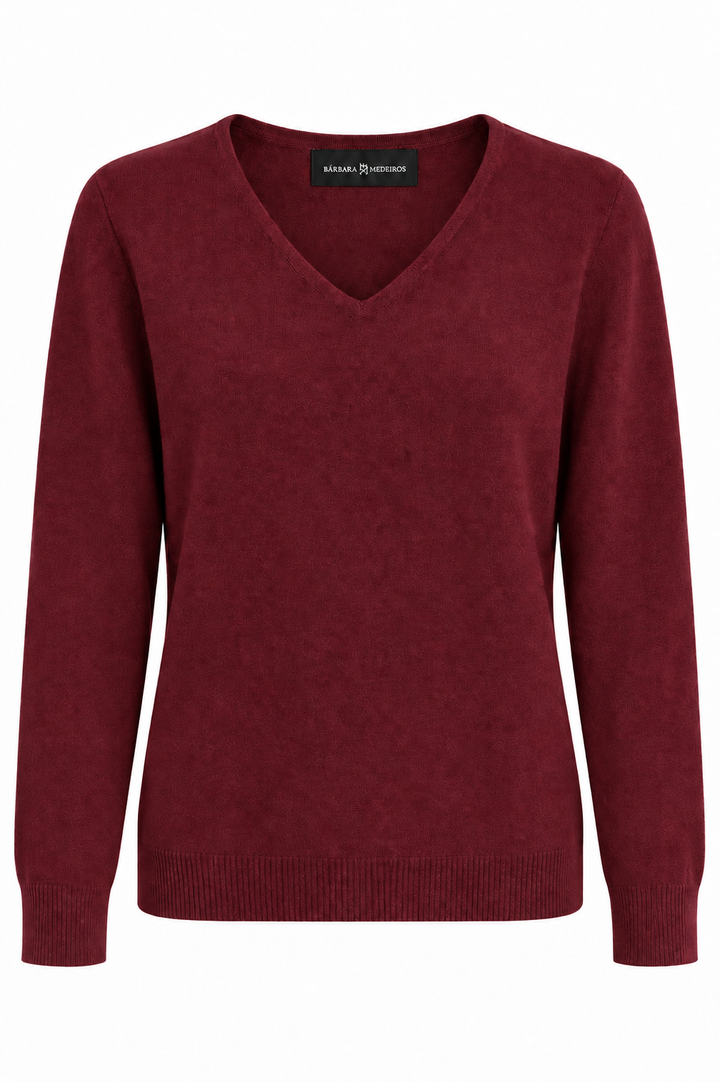 Cashmere V-Neck Sweater Bordeaux