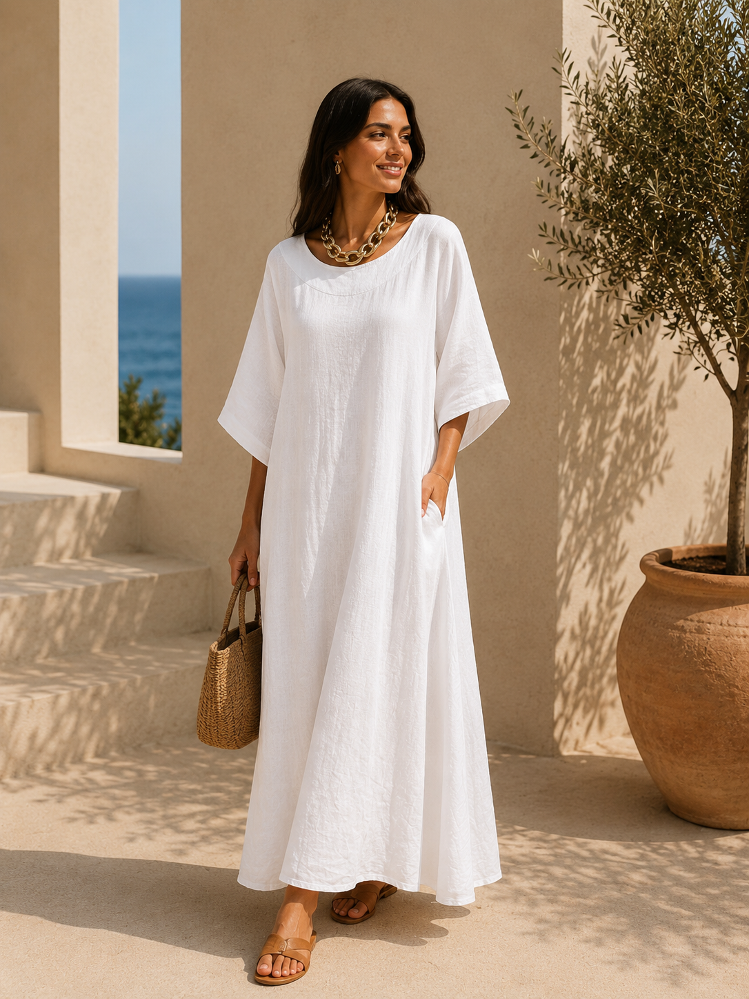 Atena linen dress white Brbara Medeiros Atena linen dress white Brbara Medeiros