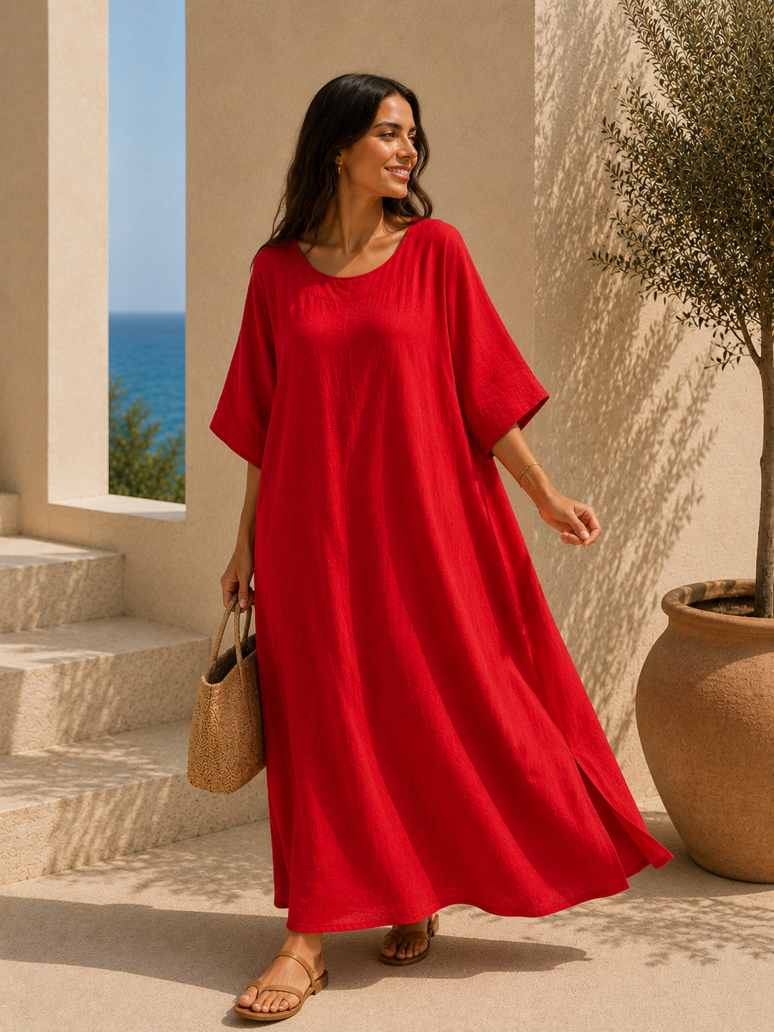 Atena linen dress red Brbara Medeiros Atena linen dress red Brbara Medeiros