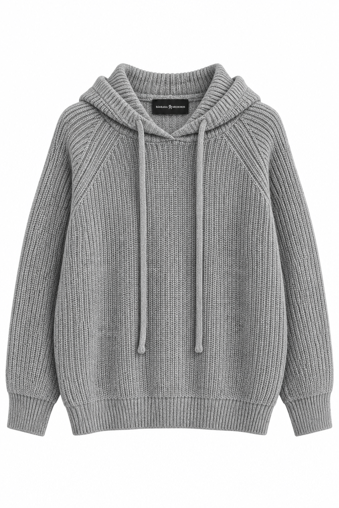 Cora knit hoodie grey – Bárbara Medeiros