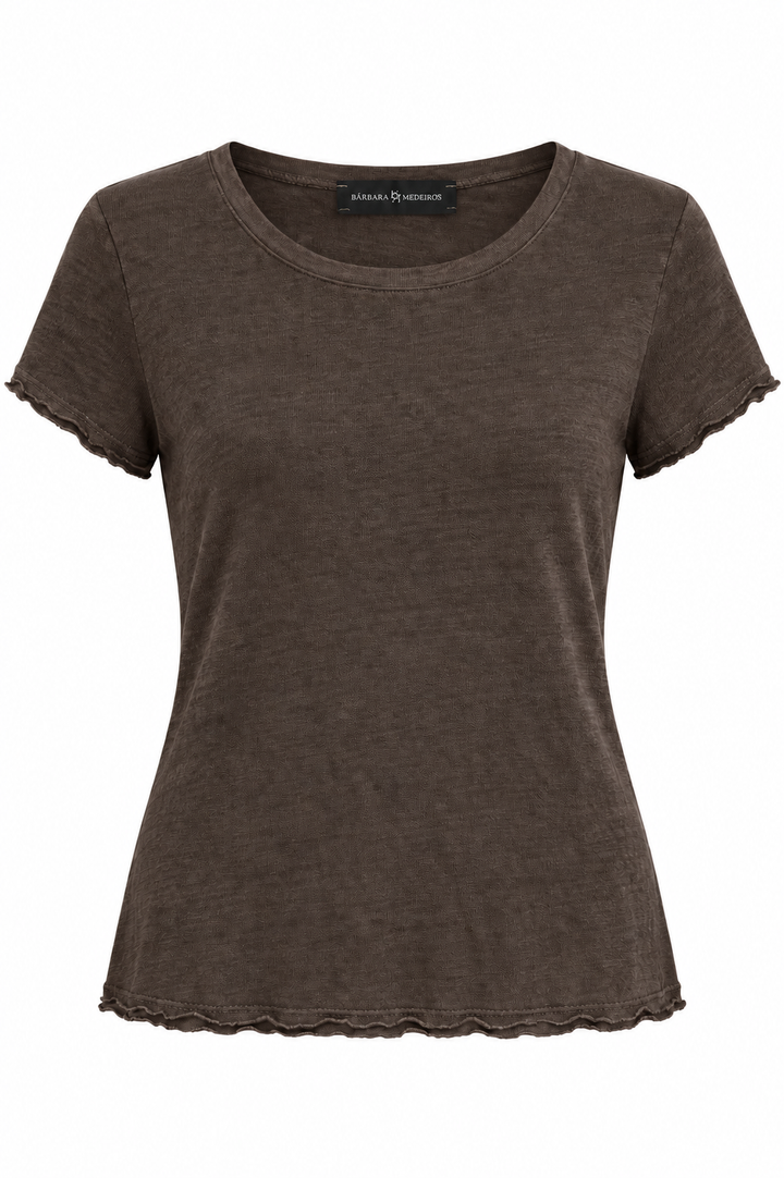 Lina Premium Linen T-Shirt cacau