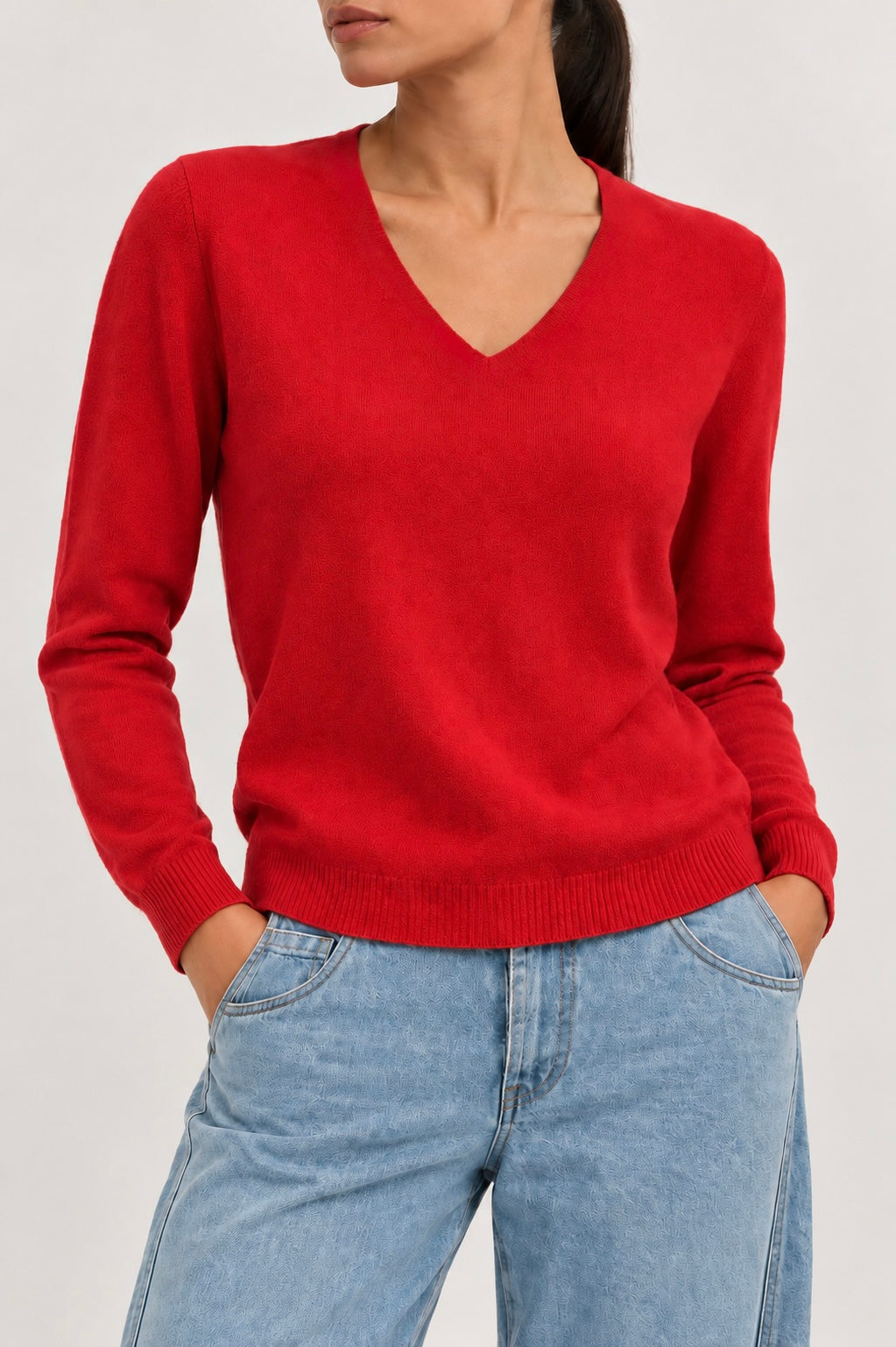 Cashmere V-Neck Sweater Intense Red
