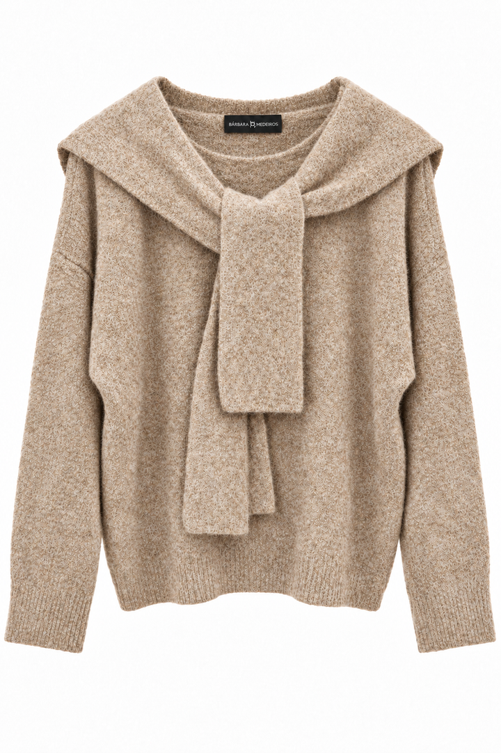 Alícia Scarf Knit Sweater Beige