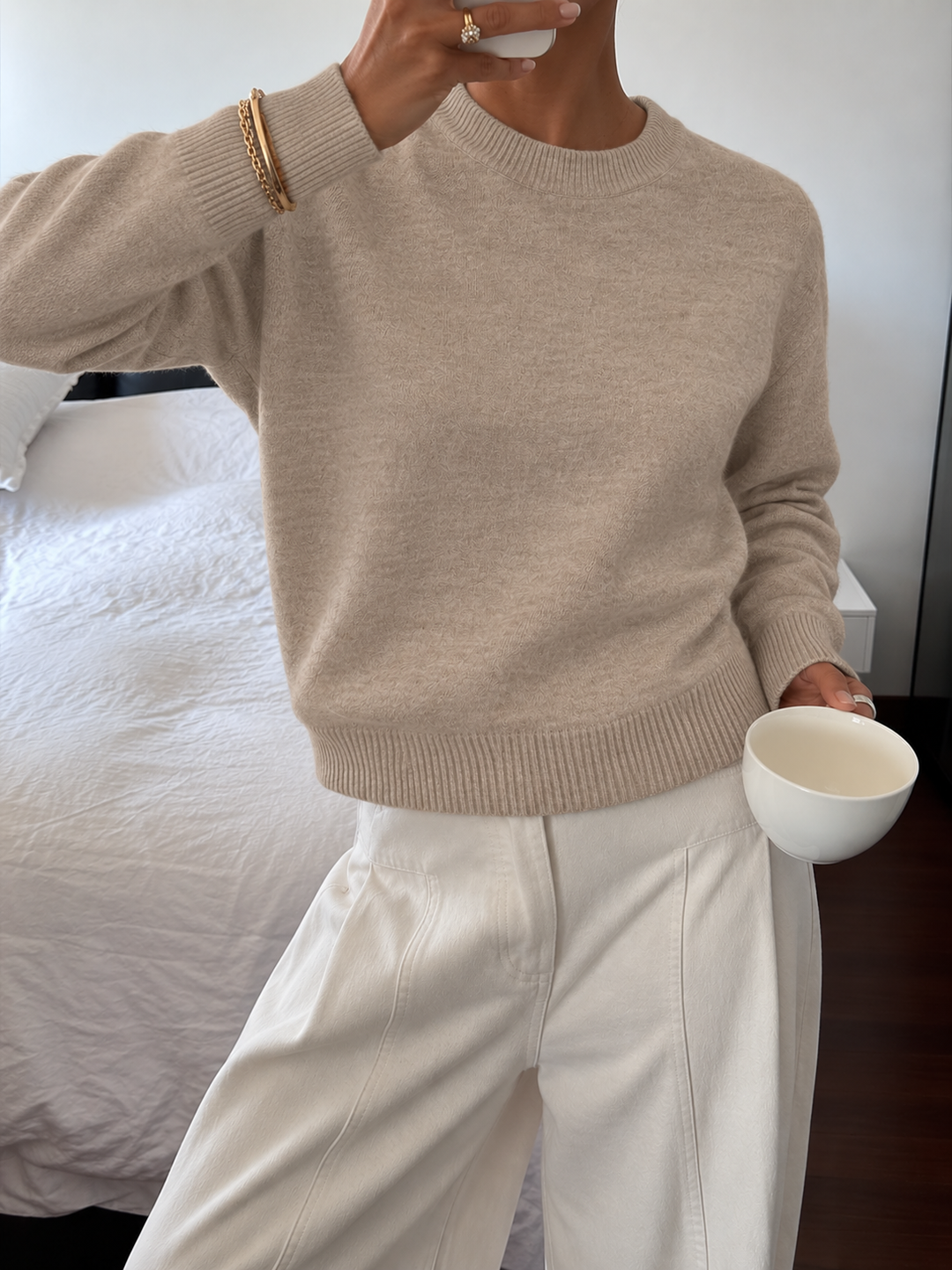 Cashmere Crew Neck Sweater Beige